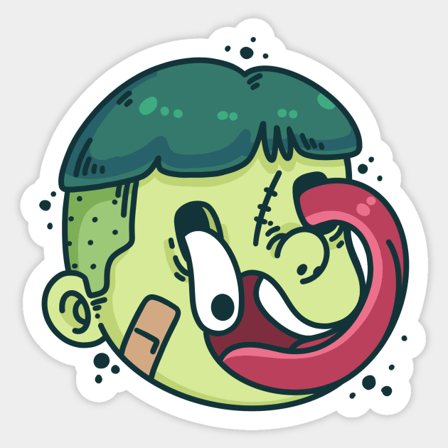 Green boy zombie Sticker by BiillustrationID